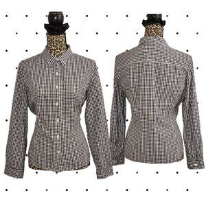 Black/white gingham button down shirt